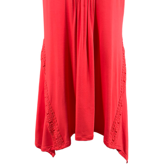 Cupio Womens Dark Pink V Neck Sleeveless Pleated Front Lace Dress Size Large - Picture 3 of 12